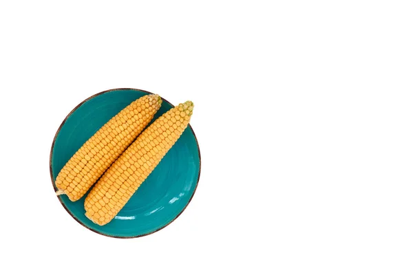 Ears Corn White Background Top View Isolate — Stock Photo, Image