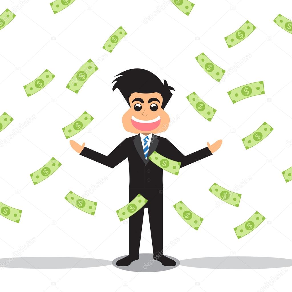 Businessman With Money Falling.