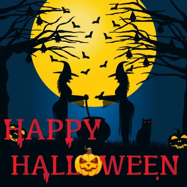 Cadılar Bayramı geçmişi. Vektör illüstrasyonu