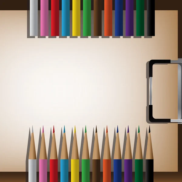 Çizim kurulu, renkli kalemler ve düzenlemek için yer. Vektör — Stok Vektör