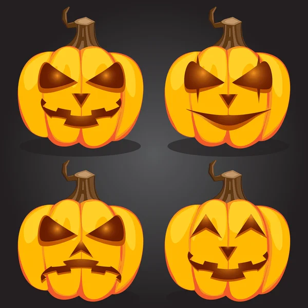 Ensemble visage de citrouille d'Halloween. Illustration vectorielle — Image vectorielle