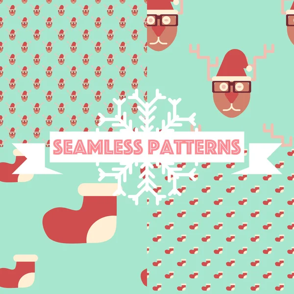 Set of Christmas Seamless Patterns. — Stock Vector