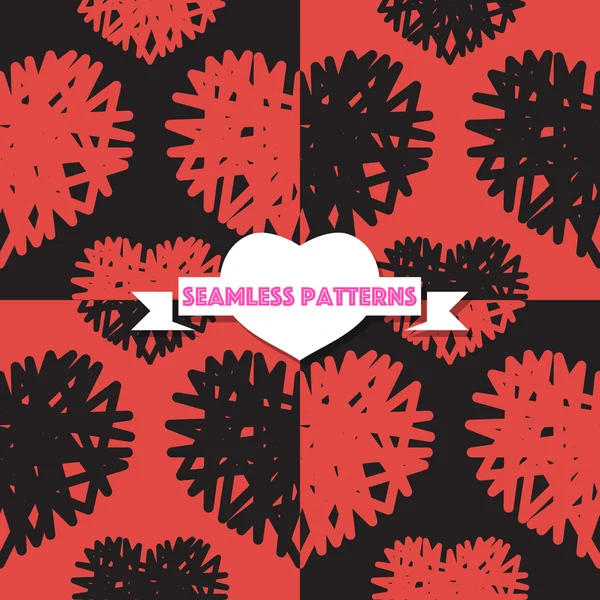 Heart Seamless Patterns. — Stock Vector