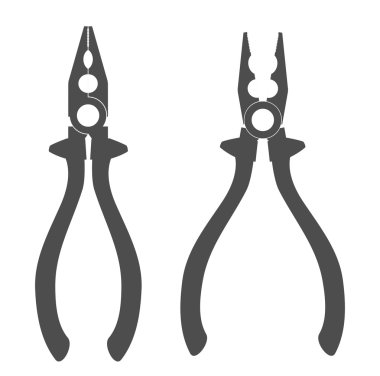 Beyaz izole gri kombinasyonu pense siluet