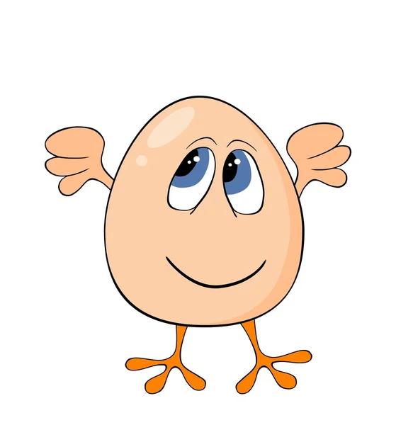 Happy Egg Cartoon Character - terisolasi - Stok Vektor