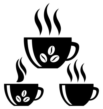 Kahve fincanları. Siluet. İzole