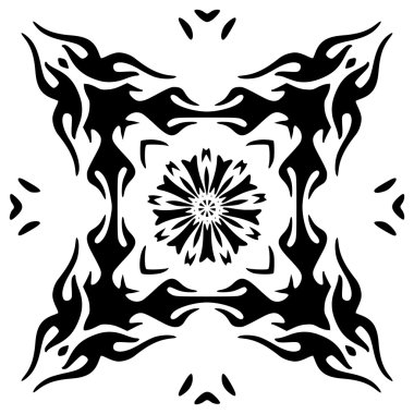 Beyaz izole elle çizilmiş tek renkli çiçek süsleme