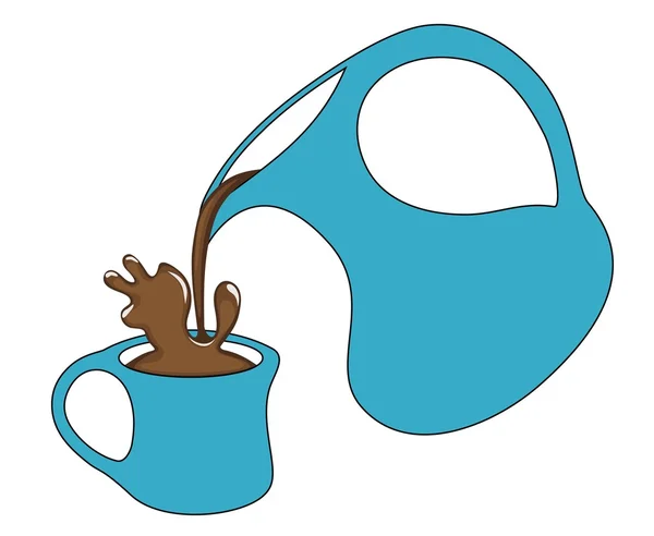 Café vertiendo de una jarra con un chapoteo — Vector de stock