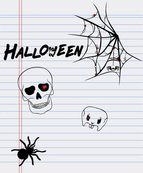 Desenhos de Halloween em uma folha de papel —  Vetores de Stock