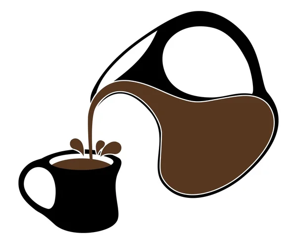 Koffie uit een kruik gieten in Beker — Stockvector