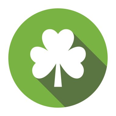Dört yapraklı yonca. Shamrock. Düz tasarım. Beyaz izole