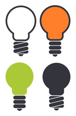 Beyaz arka plan üzerinde izole ampul simgeler kümesi. Eko ampul