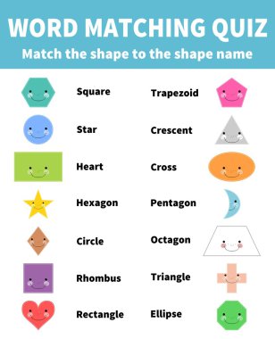 Kelime quiz eşleştirme. 2d şekli aynı. Çocuklar eğitim için