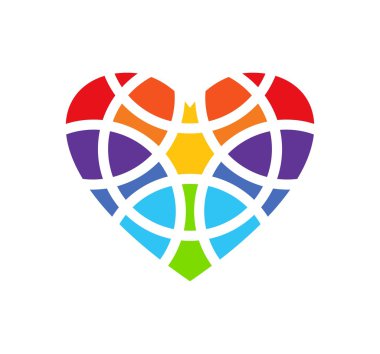 Renkli kalp logosu. Kalp logo tasarımı. Kalp tasarım öğesi. Kalp clipart. İzole