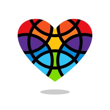 Renkli kalp logosu. Kalp logo tasarımı. Kalp tasarım öğesi. İzole