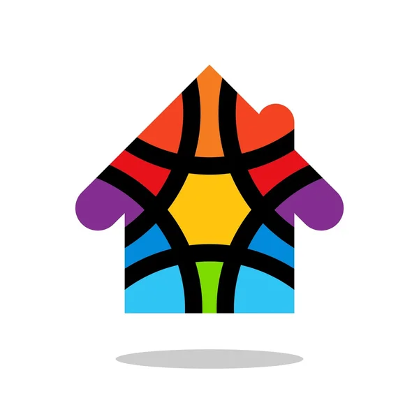 Kleurrijke huis logo. Gekleurde huis logo. Huis logo ontwerp. Huis ontwerpelement. Slagschaduw — Stockvector