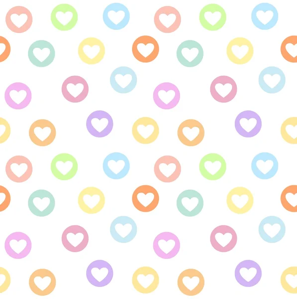 Pestrý vzor bezešvé holčičí s kruhy pastelové barevné srdce — Stockový vektor