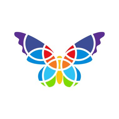 İzole mozaik kelebek. Beyaz arka plan. İzole. Kelebek logosu