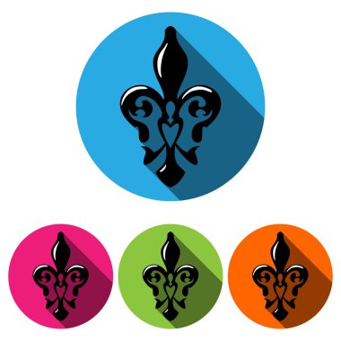 Fleur de lis sembolü uzun gölge ile. Fransız lily simgesi