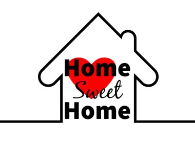 Evim güzel evim. Ev. Kırmızı kalp. En az kartı