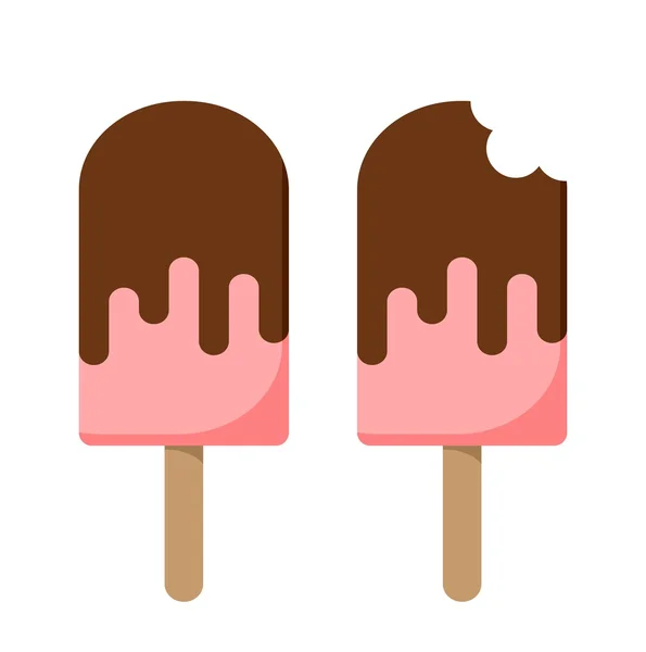 Jahodová zmrzlina popsicle ikona. Candy ikona. Plochý. Izolovaný — Stockový vektor
