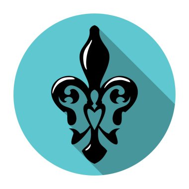 Fleur de lis sembolü uzun gölge ile. Fransız lily simgesi