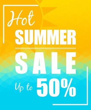 Üçgen arka plan üzerinde güneş ile sıcak yaz satış