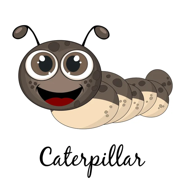 Schattig rups. Cartoon. Geïsoleerd op witte achtergrond — Stockvector