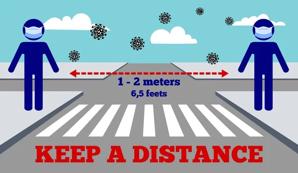 Gardez Une Distance Sécurité Contre Propagation Coronavirus Covid Distance Sociale — Image vectorielle