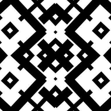Kusursuz monokromatik desen. Siyah ve beyaz geometrik tasarım arka planı. Geometrik döşeme dokusu