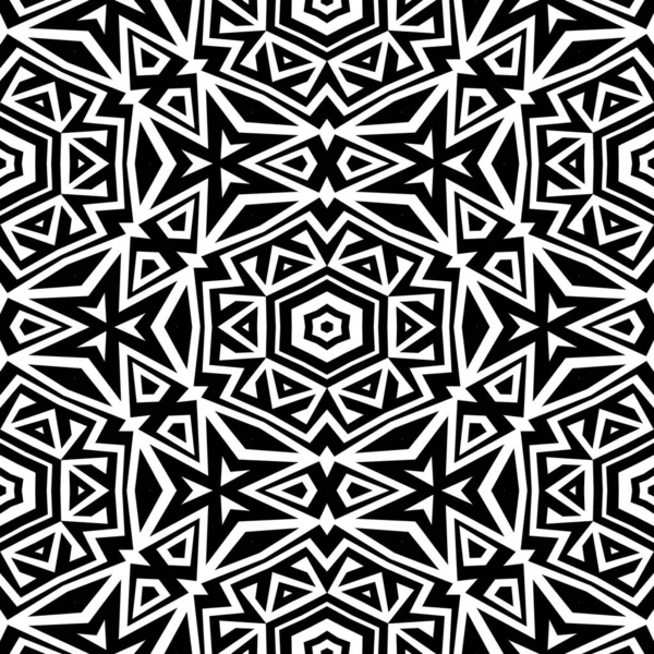 Nahtloses Muster Mit Phantasievollen Ornamenten Auf Weißem Hintergrund Fliesbare Monochrome — Stockfoto