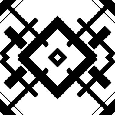 Kusursuz monokromatik desen. Siyah ve beyaz geometrik tasarım arka planı. Geometrik döşeme dokusu
