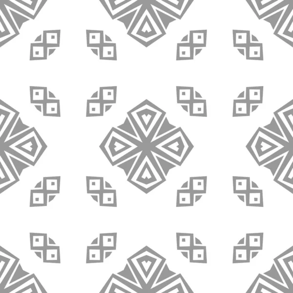 Nahtloses Monochromatisches Ornamentmuster Grau Weißer Geometrischer Hintergrund Ornamentalen Stil Fliesbare — Stockvektor