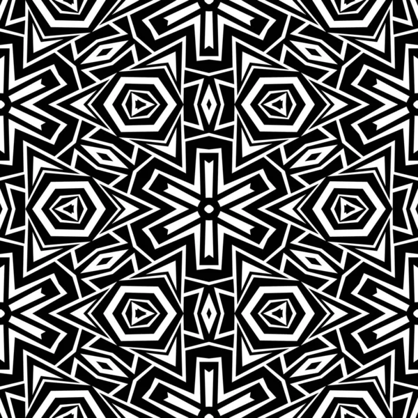 Nahtlose Linienmuster Monochromatischer Geometrischer Hintergrund Endlos Wiederholende Kaleidoskopische Textur Nahtlose — Stockvektor