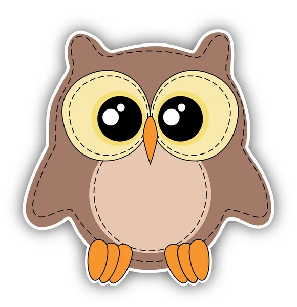 Cute owl label on white background — Stock Photo, Image