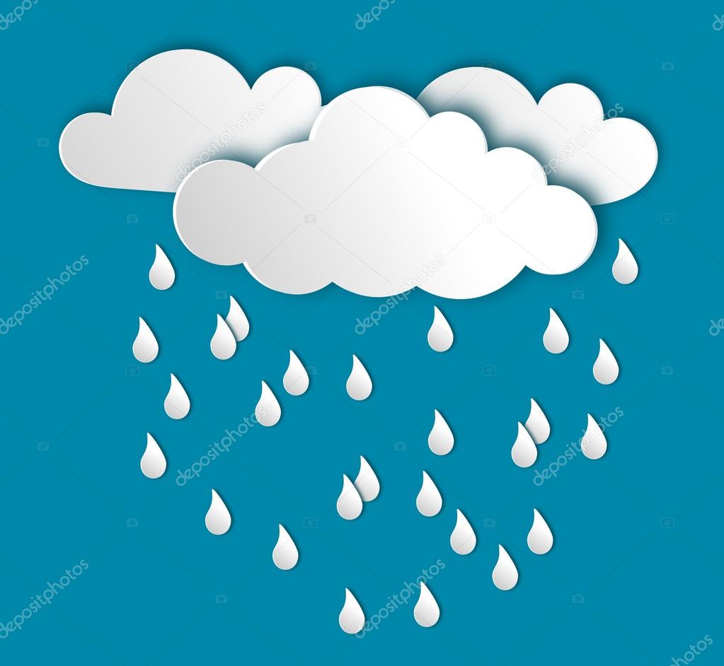 abstract rainy background with raindrops and clouds