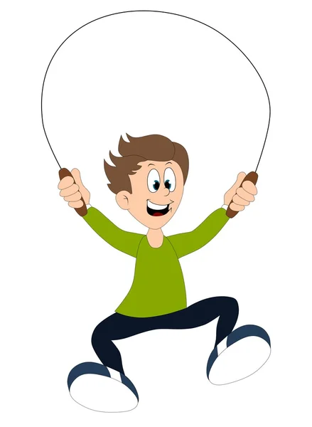 Um menino brincando com a corda pulando — Vetor de Stock