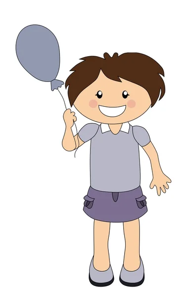 Smiling girl holding balloon - isolated on white — Stock Vector