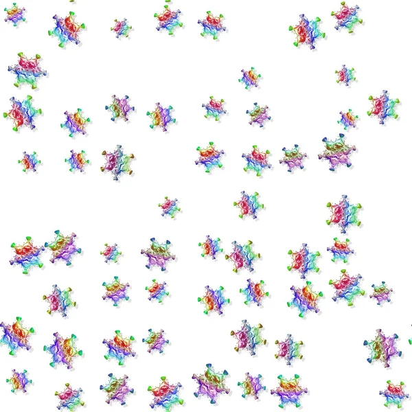Colorful snowflakes seamless pattern on white — Stock Photo, Image