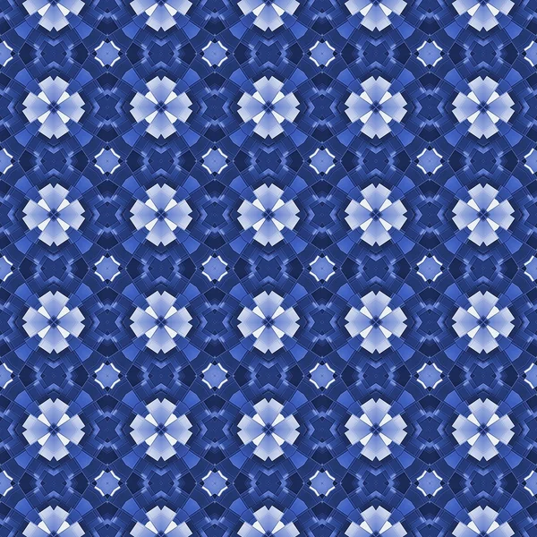 Padrão de mosaico ornamentado sem costura ou fundo em azul — Fotografia de Stock