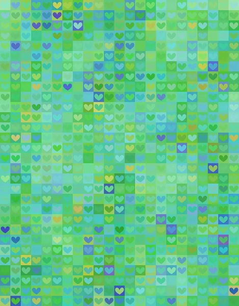Beautiful heart shape pattern in green spectrum — Stock Vector