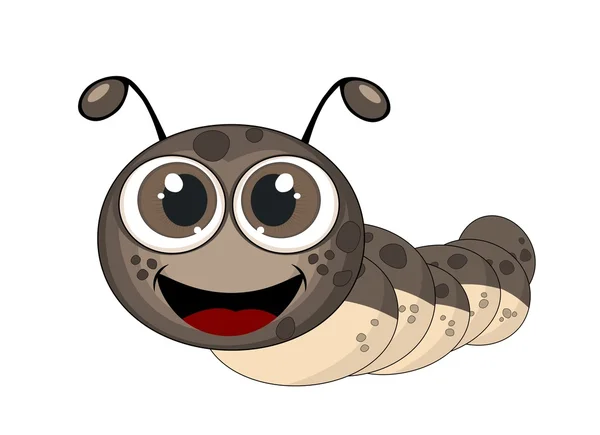 Schattig caterpillar illustratie met slagschaduw op brown — Stockvector
