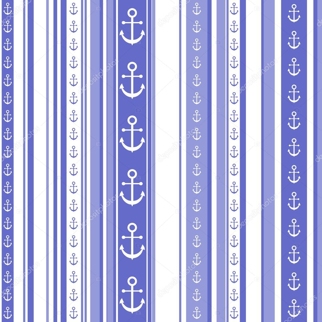 Seamless striped pattern with anchor motif