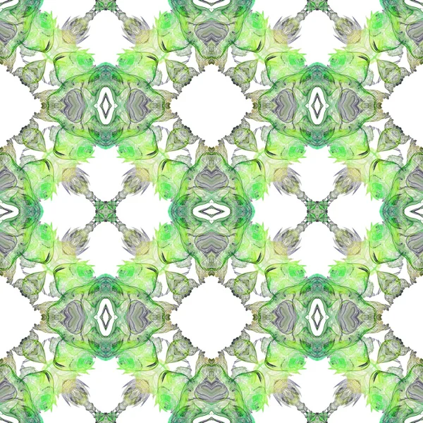 Nahtlose Kaleidoskop-Textur oder Muster in grün auf weiß 1 — Stockfoto