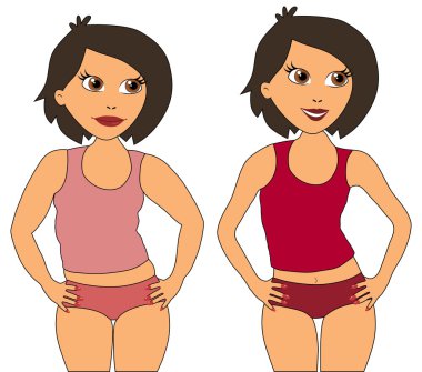 Yağlı ve ince kadın kavramı - izole