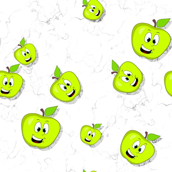 Patrón sin costuras con manzanas sonrientes sobre fondo texturizado —  Fotos de Stock