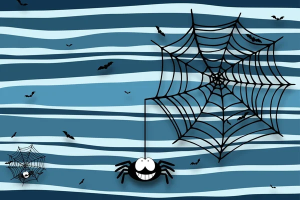 万圣节背景与蜘蛛、 蛛网和蝙蝠-下拉阴影 — 图库照片