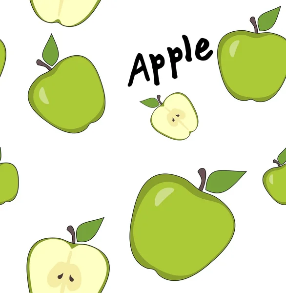 Seamless green apples pattern on white — Stock Photo, Image