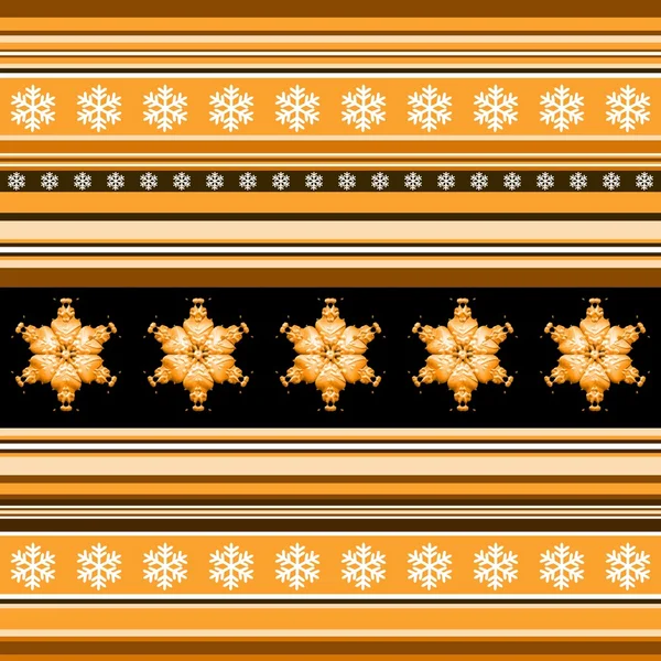 Winter seamless pattern - striped with snowflake motif in orange — Stock Photo, Image