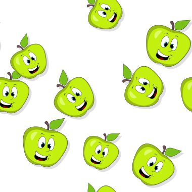 Elma beyaz üzerine gülen ile seamless modeli
